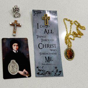 Religious Bundle 2 PIns Crucifix Medal and Necklace